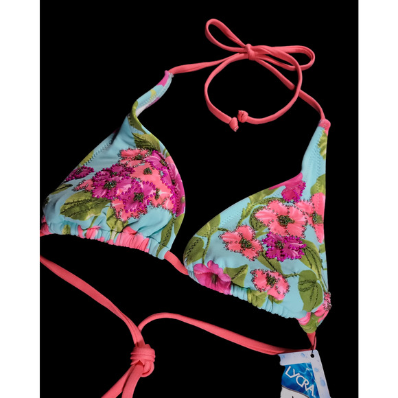 NWT PHAX Maria Bonita Divine Embellished Beaded Triangle Bikini Top Size M - Picture 5 of 8